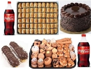 Evde Parti Seti Çikolatalı Pasta 1 kg Baklava Ekler ve Kuru Pasta